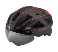 Casque Velo Casque de Cyclisme Casque vélo Moto en Plein air avec Lunettes à visière Amovibles, Route Montagne VTT(Black Red)