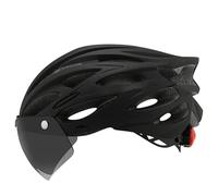 Casque Velo Casque de Cyclisme ultraléger, Casque vélo d'extérieur avec feu arrière, visière à lentille Amovible, Route en Montagne(Black)