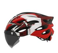 Casque Velo Casque de Cyclisme ultraléger, Casque vélo d'extérieur avec feu arrière, visière à lentille Amovible, Route en Montagne(Red)