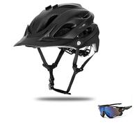 Casque Velo Casque de vélo Route montagneux avec Lunettes for Hommes et Femmes, l'équipement du Casque est extrêmement léger(Black)
