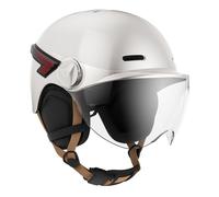 Casr Casque LED Glow - Visière XL, Cache-oreilles amovibles, Clignotants + Télécommande - Crème M