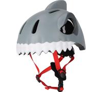 Casque vélo enfant CRAZY SAFETY Requin Taille S (49-55 cm) Coque rigide Ventilation LED Gris/blanc/rouge
