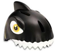 Casque vélo enfant CRAZY SAFETY Requin Taille S (49-55 cm) Coque rigide, ventilation multiple, LED arrière Mat noir