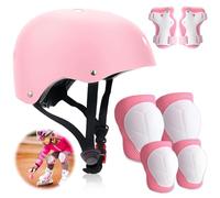 Casque Velo Enfant Kit, Genouillère Enfant, Casque Trotinette Enfant, avec Genouillères Coudières et Protège Poignets, Filles Garçons Rollers Skate Trottinette Skateboard Draisiennes Vélos