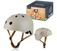 LIONELO Casque Protecteur de Vélo pour Enfants, Réglable 50 à 56 cm, Protège-Menton, Casque Certifié Intertek pour Filles et Garçons, Taille S (Beige)