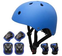 Casque de vélo et kit de protection - AMOUNE - Réglable - Bleu - Pour enfants 3-13 ans - Mixte M