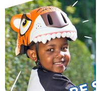 Crazy Safety Casque de vélo pour enfants | Casque enfants 2-7 ans pour vélo, skateboard, cyclisme, vélo de course, trottinette, rollers | Casque 3D animalier léger et ajustable 49-55 cm (Tigre Orange)