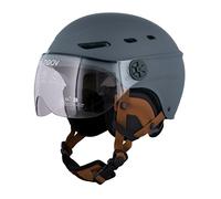 T'nB Casque vélo Visor Urban Moov – Visière transparente, molette réglable, caches-oreilles – M Bleu