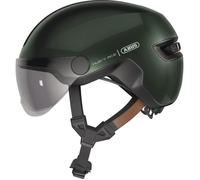 ABUS Casque de vélo HUD-Y ACE, visière, feu arrière LED magnétique rechargeable, Moss Green L