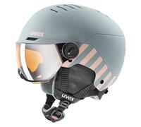uvex Rocket Jr Visor - Casque de Ski pour Enfants - avec Visière - Réglage de la Taille Individuel - Rhino - Blush Matt - 54-58 cm