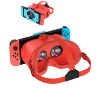 Casque VR pour Nintendo Switch OLED & Switch - Lentilles HD Réglables & Bandeau, Lunettes 3D Confortables pour Zelda, Mario Odyssey, Smash Bros en VR (Rouge)