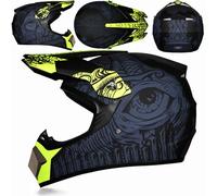 Casque VTT intégral avec Lunettes, Gants, Masque, Casque de Motocross, Descente, Quad, BMX, VTT, Scooter, équipement de Protection pour Adulte,Color C-S(52~53CM)