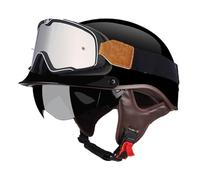 Casques Bols Portable Demi-Casque Jet Vintage ECEDOT Homologué Casques Ouvert De Moto Rétro Adulte Unisexe pour Scooter Croiseur avec Visière and Lunettes Doublure Amovible K,M:57-58CM