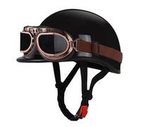 Casques Bols Vintage Demi Casque Retro Casque Jet Ouvert Moto avec Lunettes ECEDOT Homologué pour Homme Et Femme Adultes Doublure Amovible Convient À Toutes Les Saisons L,S:55-56CM
