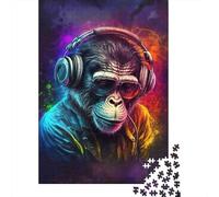 Casques Chimp DJ Puzzle Classique 1000 Pièces, Papier Recy dultes & Enfants, Décoration Intérieure, Art Mural, Cadeau Boxing Day, Jeu Éducatif 52x38cm/1000pcs