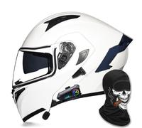 Casques de moto Bluetooth pour hommes et femmes, casque de moto intégral modulable avec double pare-soleil, conception de ventilation légère, approuvé DOT/ECE, double haut-parleur,Color S-L(59~60cm)