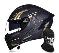 Casques de moto Bluetooth pour hommes et femmes, casque de moto intégral modulable avec double pare-soleil, conception de ventilation légère, approuvé DOT/ECE, double haut-parleur,Color A-L(59~60cm)