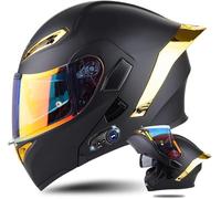 Casques De Moto Bluetooth Rabattables à L’Avant, Casques Modulaires Modulables avec Casque Bluetooth, Casque Intégral Approuvé Ece Crash Scooter Visières Doubles Anti-buée, C, XXL(63~64cm)