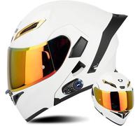 Casques De Moto Bluetooth Rabattables à L’Avant, Casques Modulaires Modulables avec Casque Bluetooth, Casque Intégral Approuvé Ece Crash Scooter Visières Doubles Anti-buée, I, XL(61~62cm)