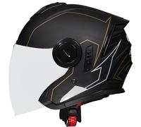 Casques de Moto Casque Jet Moto Vintage avec Double Visière Casque Mobylette Homologué ECE, Rétro Demi Casques Moto pour Homme Femme Casques Bols, pour Vélo Scooter Chopper 14,M=56-58cm