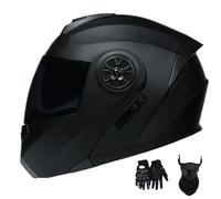 Casques de Moto Modulables pour Hommes Et Femmes, avec VisièRe Relevable AntibuéE Et Double VisièRe, HomologuéS Dot, Et Gants Inclus(Style 13,S(55-56cm))