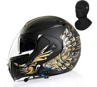 Casques De Moto Modulaires Bluetooth, Casque Intégral Intégré Avec Double Visière, Casque De Course De Rue Pour Cyclomoteur À Visière Relevable, Pour Hommes Et Femmes Adultes ECE DOT,Yellow- m (54_55)