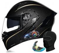 Casques de Moto Modulaires Bluetooth, Casques de Moto Rabattables Modulaire Homologué ECE, Double Haut-Parleur Intégré, pour Casque Adulte Hommes et Femmes E,L 59~60CM
