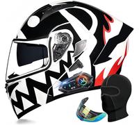 Casques de Moto Modulaires Bluetooth, Casques de Moto Rabattables Modulaire Homologué ECE, Double Haut-Parleur Intégré, pour Casque Adulte Hommes et Femmes A,L 59~60CM