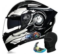 Casques de Moto Modulaires Bluetooth, Casques de Moto Rabattables Modulaire Homologué ECE, Double Haut-Parleur Intégré, pour Casque Adulte Hommes et Femmes D,XXL 63~64CM