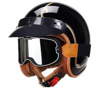 Casques De Moto Ouverte, Casques Bol Homologué ECE Casques De Moto Jet Casque Scooter Unisexe Casque Moto Vintage Homme Casques Scooter Street Cruiser Jet Style Casque 3,M=57-58cm