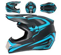 Casques de Motocross Pour Jeunes GarçOns Et Filles de 5 à 14 Ans, HomologuéS DOT, Tendance Pour Enfants, Motocross, VTT, Tout-Terrain, Quatre Roues(905 sky blue track,S(52-53cm))