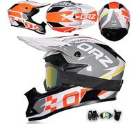 Casques De Motocross VTT Jeunes Enfants Adultes Casque De Moto Tout-Terrain avec Lunettes Gants Masque, Casque Moto Cross pour BMX Enduro Descente Quad Street Dirt Bike,White-XL