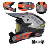 Casques De Motocross VTT Jeunes Enfants Adultes Casque De Moto Tout-Terrain avec Lunettes Gants Masque, Casque Moto Cross pour BMX Enduro Descente Quad Street Dirt Bike,Grey-M