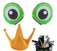 Casques D'oreille Moto - Décoration Yeux De Grenouille De 3,9 Pouces, Cornes De Casque De 180 G, Conception De Couronne En Tissu ABS Mignon Avec Étiquettes Autocollantes Pour Personnaliser Les Casques
