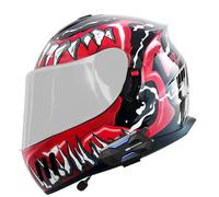 Casques Intégraux Vintage Bluetooth Certification ECEDOT Casque De Moto Intégral avec Double Visière Casque Intégral Microphone Haut-Parleur Intégré Casques Motocross Adultes M,L:59-60CM