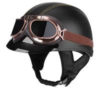 Casques Jet, Casque De Moto avec VisièRe Style RéTro Homologué ECE, avec Lunettes Et Boucle à DéGagement Rapide RéGlable, Casque Ouvert pour Scooter VéLo Cruiser Black 2,M