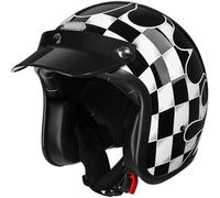 Casques Jet De Moto Casques Vintage ECE/Dot Homologué À Face Ouverte À L'allemande Demi Casque De Moto avec Visière Casque Mobylette Moto Bols pour Adulte Femme Homme 2,S(55-56cm)