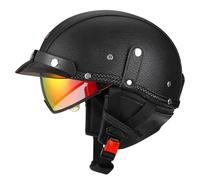 Casques Jet De Moto Vintage ECEDOT Homologué Face Ouverte À L'allemande Demi Casque De Moto avec Visière Casque Mobylette Moto Bols pour Adulte Femme Homme 3,M:57-58CM