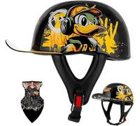 Casques Jet, Demi Casque Moto Vintage Homologué Dot/ECE, Rétro Casques Bols avec Pare-Soleil Et Boucle À Dégagement Rapide Réglable, Casque Ouvert pour Scooter Vélo Cruiser 6,XL