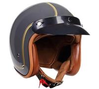 Casques Jet pour Moto, Casque Moto Vintage, MatéRiau Abs, Casque De Moto Homologué ECE Demi Casque Allemand pour VéLos Motos Scooter Mobylette Gray,XL