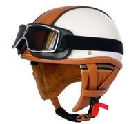 Casques Jet Rétro Demi Casque Moto Vélo Scooter Chopper avec Lunettes Moto Vintage Adultes Casques Bols Casque Mobylette Homologué DOTECE pour Homme Et Femme 6,XL:61-62CM