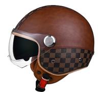 Casques Jet Vintage Casques Bols Ouvert Moto ECEDOT Homologué Demi Casque en Cuir PU avec Double Visière pour Cruiser Vélo Scooter pour Adultes Hommes Femmes Quatre Saisons D,M:57-58CM