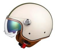 Casques Jet Vintage Casques Bols Ouvert Moto ECEDOT Homologué Demi Casque en Cuir PU avec Double Visière pour Cruiser Vélo Scooter pour Adultes Hommes Femmes Quatre Saisons T,M:57-58CM