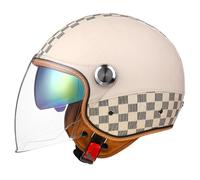 Casques Jet Vintage Casques Bols Ouvert Moto ECEDOT Homologué Demi Casque en Cuir PU avec Double Visière pour Cruiser Vélo Scooter pour Adultes Hommes Femmes Quatre Saisons O,M:57-58CM