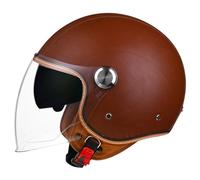 Casques Jet Vintage Casques Bols Ouvert Moto ECEDOT Homologué Demi Casque en Cuir PU avec Double Visière pour Cruiser Vélo Scooter pour Adultes Hommes Femmes Quatre Saisons K,M:57-58CM