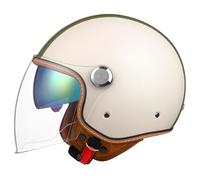 Casques Jet Vintage Casques Bols Ouvert Moto ECEDOT Homologué Demi Casque en Cuir PU avec Double Visière pour Cruiser Vélo Scooter pour Adultes Hommes Femmes Quatre Saisons U,M:57-58CM