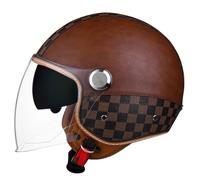 Casques Jet Vintage Casques Bols Ouvert Moto ECEDOT Homologué Demi Casque en Cuir PU avec Double Visière pour Cruiser Vélo Scooter pour Adultes Hommes Femmes Quatre Saisons E,M:57-58CM