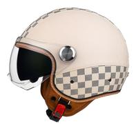 Casques Jet Vintage Casques Bols Ouvert Moto ECEDOT Homologué Demi Casque en Cuir PU avec Double Visière pour Cruiser Vélo Scooter pour Adultes Hommes Femmes Quatre Saisons B,M:57-58CM