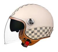 Casques Jet Vintage Casques Bols Ouvert Moto ECEDOT Homologué Demi Casque en Cuir PU avec Double Visière pour Cruiser Vélo Scooter pour Adultes Hommes Femmes Quatre Saisons C,M:57-58CM