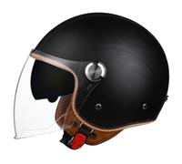Casques Jet Vintage Casques Bols Ouvert Moto ECEDOT Homologué Demi Casque en Cuir PU avec Double Visière pour Cruiser Vélo Scooter pour Adultes Hommes Femmes Quatre Saisons M,L:59-60CM